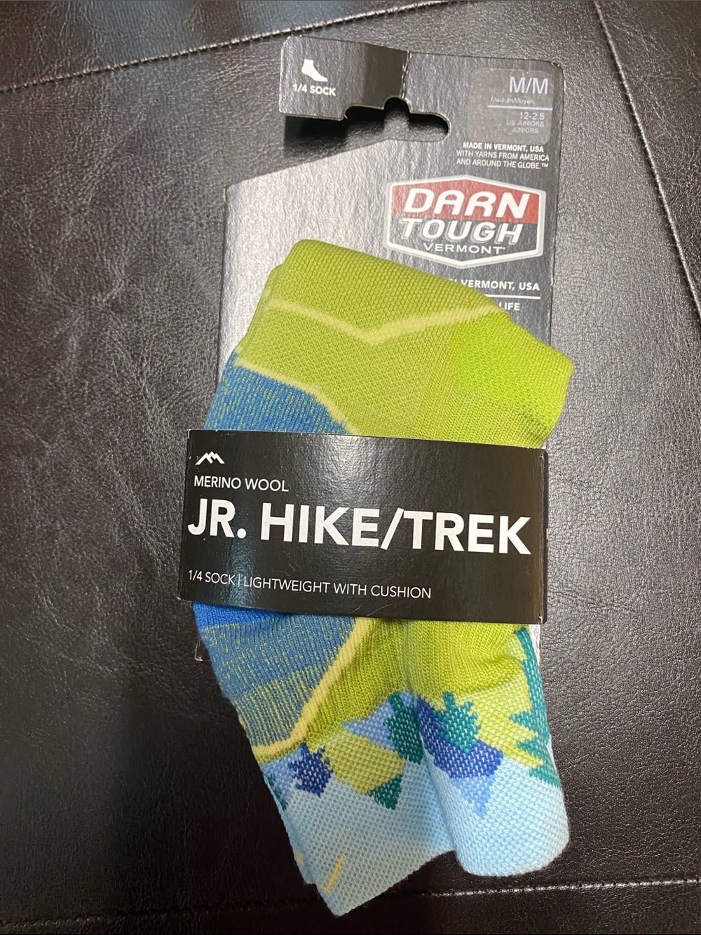 Darn Tough Jr. Hike/Trek Kids Merino Wool Socks - Green/Blue